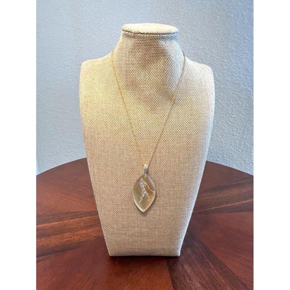 Alexis Bittar Crystal Dust Lucite Leaf Pendant Necklace in Gold